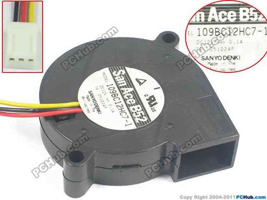 94789 Sanyo Denki 109BC12HC7-1 Server - Blower Fan bw50x50x15, w125x33, 12V 0.1A Sanyo Denki 109BC12HC7-1 Server - Blower Fan 