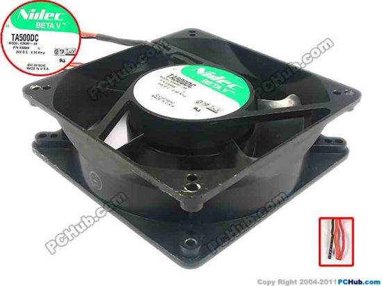 94849 Nidec A34361-68 Server - Square Fan P/N 930566, L, sq120x20x38, 2-wire, 24V 0.50A Nidec A34361-68 Server - Square Fan