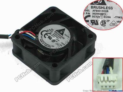95042 Delta Electronics AFB0412VHB Server - Square Fan -7TWS, sq40x40x20, 4-wire, 12V 0.24A Delta Electronics AFB0412VHB Server - Square Fan 