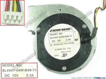 95080 NMB-MAT / Minebea BL4447-04W-B49-71 Server - Blower Fan bw120x120x25, 4-wire, 12V 2.0A NMB-MAT / Minebea BL4447-04W-B49-71 Server - Blower Fan
