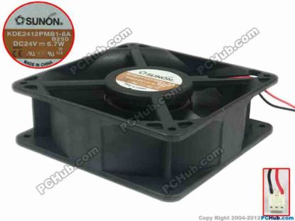 95091 SUNON KDE2412PMB1-6A Server - Square Fan sq120x120x38, 2-wire, 24V 6.7W SUNON KDE2412PMB1-6A Server - Square Fan 