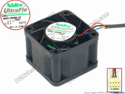 95124 Nidec W40S12BS4A5-57 Server - Square Fan TO3R1, w365x4x4, 12V 0.73A Nidec W40S12BS4A5-57 Server - Square Fan 
