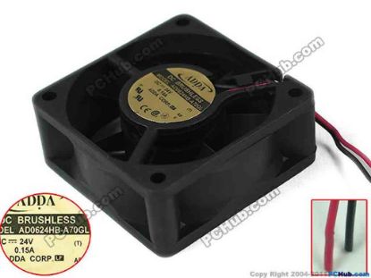 95142 ADDA AD0624HB-A70GL Server - Square Fan (T), sq60x60x25, 2-wire, 24V 0.15A ADDA AD0624HB-A70GL Server - Square Fan 