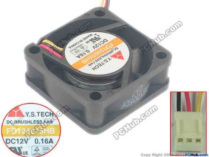 95234 Y.S TECH FD124015HB Server - Square Fan sq40x40x15, 3-wire, 12V 0.16A Y.S TECH FD124015HB Server - Square Fan 