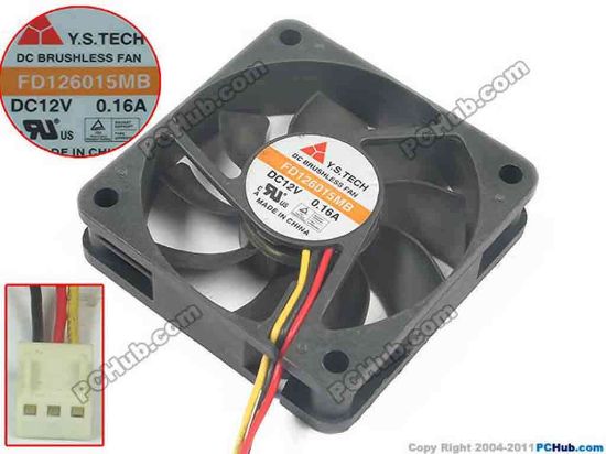 95239 Y.S TECH FD126015MB Server - Square Fan sq60x60x15, 3-wire, 12V 0.16A Y.S TECH FD126015MB Server - Square Fan 