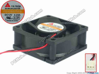 95240 Y.S TECH FD126025EB Server - Square Fan sq60x60x25, 3-wire, 12V 0.23A Y.S TECH FD126025EB Server - Square Fan