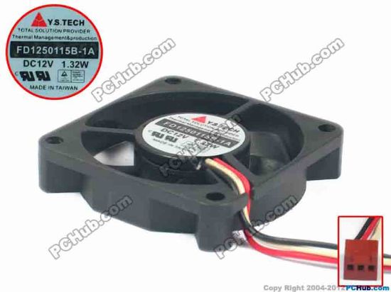95243 Y.S TECH FD1250115B-1A Server - Square Fan sq50x50x10, w185x3x3, 12V 1.32W Y.S TECH FD1250115B-1A Server - Square Fan 