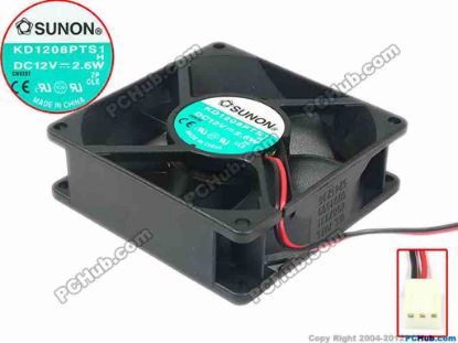 95305 SUNON KD1208PTS1 Server - Square Fan H, sq80x80x25, w300x2x3, 12V 2.6W SUNON KD1208PTS1 Server - Square Fan 
