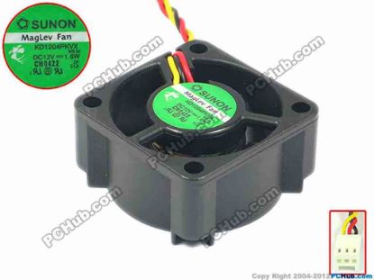 95329 SUNON KD1204PKVX Server - Square Fan MS.M, sq40x40x20, w125x3x3, 12V 1.6W SUNON KD1204PKVX Server - Square Fan 