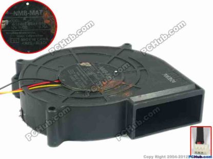 95367 NMB-MAT / Minebea BT1002-B044-00S Server - Blower Fan 01, bw100x100x25, w185x3x3, 12V 0.7A NMB-MAT / Minebea BT1002-B044-00S Server - Blower Fan 