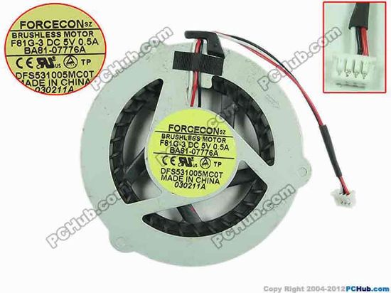 95428 Samsung Laptop R467 Cooling Fan  F81G-3, BA81-07776A, w55x3x3, 5V 0.5A, Bare fan Samsung Laptop R467 Cooling Fan  