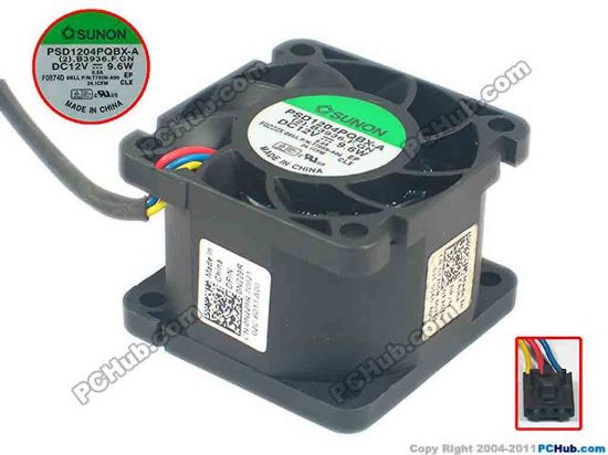 95460 SUNON PSD1204PQBX-A Server - Square Fan (2).B3936.F.GN, sq40x40x28, w40x4x4, 12V 9.6W SUNON PSD1204PQBX-A Server - Square Fan