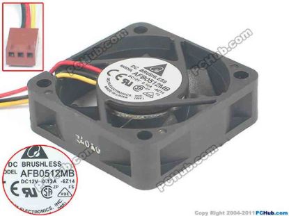 95526 Delta Electronics AFB0512MB Server - Square Fan -6Z14, sq50x50x15, 3-wire, 12V 0.12A Delta Electronics AFB0512MB Server - Square Fan 