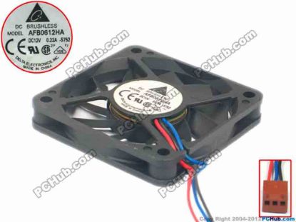 95676 Delta Electronics AFB0612HA Server - Square Fan -S752, sq60x60x10, 3-wire, 12V 0.22A Delta Electronics AFB0612HA Server - Square Fan 