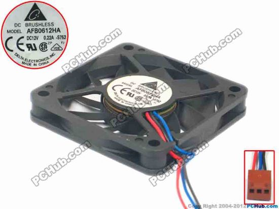95676 Delta Electronics AFB0612HA Server - Square Fan -S752, sq60x60x10, 3-wire, 12V 0.22A Delta Electronics AFB0612HA Server - Square Fan 