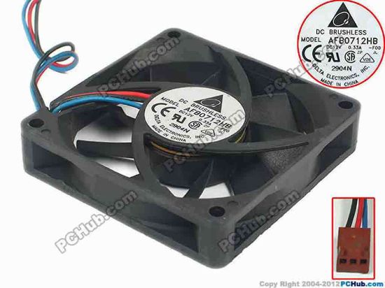 95678 Delta Electronics AFB0712HB Server - Square Fan -F00, sq60x60x10, w170x3x3, 12V 0.33A Delta Electronics AFB0712HB Server - Square Fan 