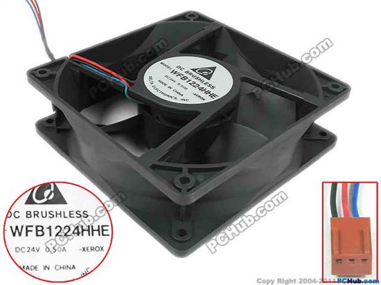 95685 Delta Electronics WFB1224HHE Server - Square Fan -XEROX, sq120x120x38, 3-wire, 24V 0.50A Delta Electronics WFB1224HHE Server - Square Fan 