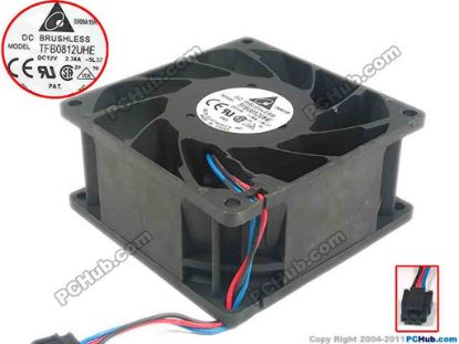 95736 Delta Electronics TFB0812UHE Server - Square Fan -5L37, sq80x80x38, w35x3x3, 12V 2.34A Delta Electronics TFB0812UHE Server - Square Fan 
