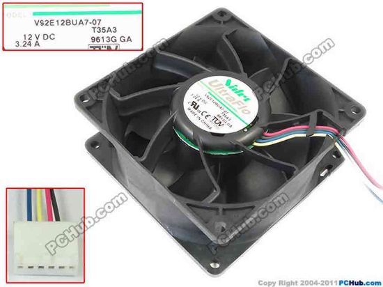 106112 Nidec V92E12BUA7-07 Server - Square Fan T35A1, sq90x90x38, 4-wire, 12V 3.24A Nidec V92E12BUA7-07 Server - Square Fan 