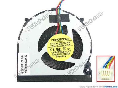 106212 Forcecon DFS470805WL0T Cooling Fan  FACJ, w45x4x4, 5V 0.4A, Bare fan Forcecon DFS470805WL0T Cooling Fan