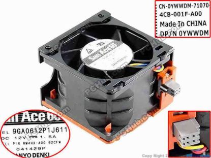 107559 Dell Server Parts Cooling Fan  DP/N: YWWDM 0YWWDM Dell Server Parts Cooling Fan  ASSY,FAN,60X60,12V,SANYO,R820