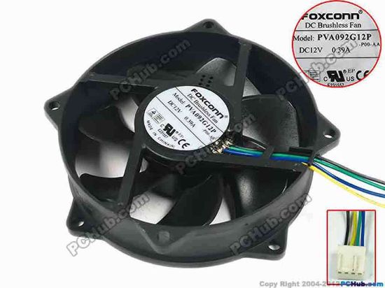 111455 Foxconn PVA092G12P Server - Round Fan -P00-AA, dai95x95x25, w285x4x4, 12V 0.39A Foxconn PVA092G12P Server - Round Fan 