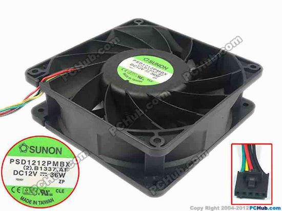 111491 SUNON PSD1212PMBX Server - Square Fan (2).B1337.AF, sq120x120x38, 3-wire, 12V 36W SUNON PSD1212PMBX Server - Square Fan 
