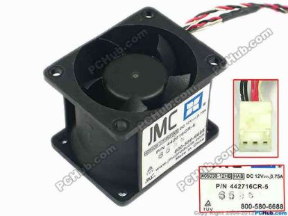 111501 JMC / DaTech 405038-12HB Server - Square Fan HAB, sq40x50x38, w90x5x3, 12V 0.75A JMC / DaTech 405038-12HB Server - Square Fan