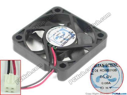 111543 XIFAN / Xinruilian RDM5010B Server - Square Fan sq50x50x10, 2-wire, 12V 0.08A XIFAN / Xinruilian RDM5010B Server - Square Fan
