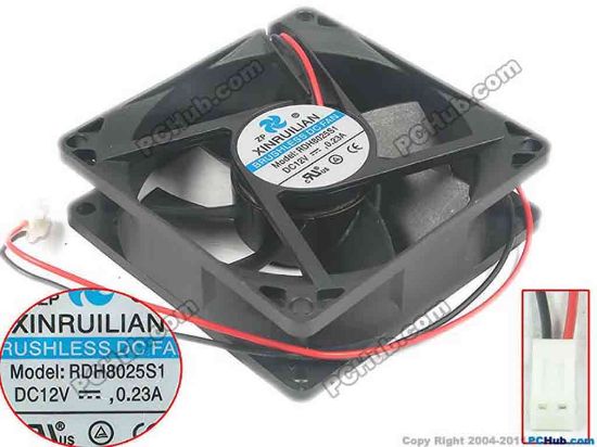 111545 XIFAN / Xinruilian RDH8025S1 Server - Square Fan sq80x80x25, 2-wire, 12V 0.23A XIFAN / Xinruilian RDH8025S1 Server - Square Fan 