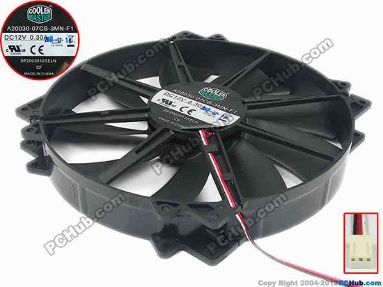 111561 Cooler Master A20030-07CB-3MN-F1 Server - Round Fan dai200x200x30, 3-wire, 12V 0.30A Cooler Master A20030-07CB-3MN-F1 Server - Round Fan