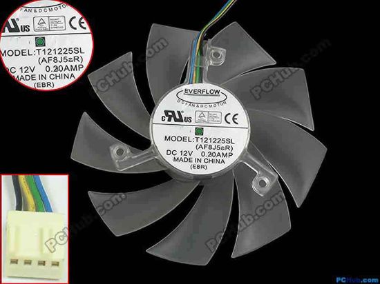 111581 Everflow T121225SL Server - Frameless / GPU Fan (AF8J5bR), w125x4x4, 12V 0.20A Everflow T121225SL Server - Frameless / GPU Fan 
