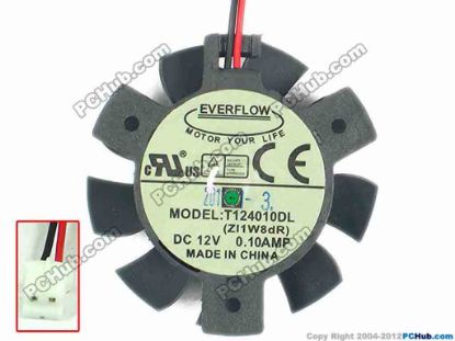 111583 Everflow T124010DL Server - Frameless / GPU Fan (ZI1W8cR), dia40x40x10, 2-wire, 12V 0.10A Everflow T124010DL Server - Frameless / GPU Fan 