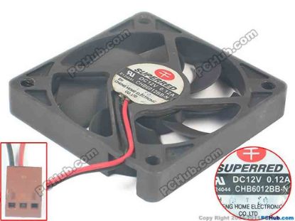 111639 Superred CHB6012BB-N Server - Square Fan sq60x60x10, w90x2x2, 12V 0.12A Superred CHB6012BB-N Server - Square Fan 