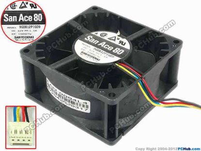 112179 Sanyo Denki 9G0812P1G09 Server - Square Fan sq80x80x38, w60x4x4, 12V 1.1A Sanyo Denki 9G0812P1G09 Server - Square Fan 