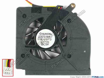 112243 SUNON GC057015VH-A Cooling Fan  B3390.13.V1.F.GN, w50x3x3, 5V , No bottom cover, B SUNON GC057015VH-A Cooling Fan  