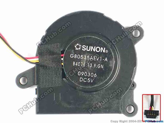 112247 SUNON GB0535AEV1-A Cooling Fan  B4075.13.F.GN, DC5V, Bare, 4-pin, No bottom cover SUNON GB0535AEV1-A Cooling Fan  