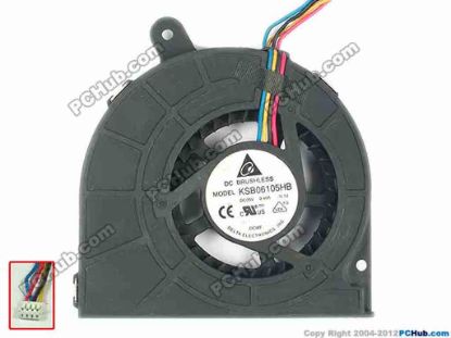112288 Delta Electronics BDB05405HHB Cooling Fan  -9L1J, 0.36A, 4-pin, Bare Delta Electronics BDB05405HHB Cooling Fan  