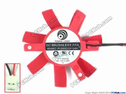 112342 Power Logic PLD05010S12HH Server - Frameless / GPU Fan dia33x33x33, w75x2x2, 12V 0.25A, Light Red Power Logic PLD05010S12HH Server - Frameless / GPU Fan 