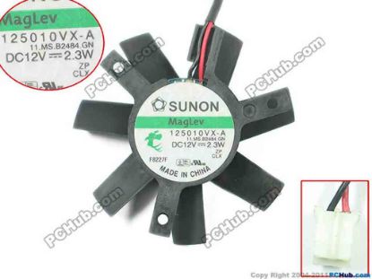 112452 SUNON 125010VX-A Server - Frameless / GPU Fan 11.MS.B2484.GN, dia50x50x10, 2-wire, 12V 2.3W SUNON 125010VX-A Server - Frameless / GPU Fan 