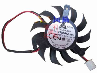 112501 Delta Electronics EFB0612HHA Server - Frameless / GPU Fan -AL2N, sq40x40x40, w85x2x2, 12V 0.25A Delta Electronics EFB0612HHA Server - Frameless / GPU Fan 