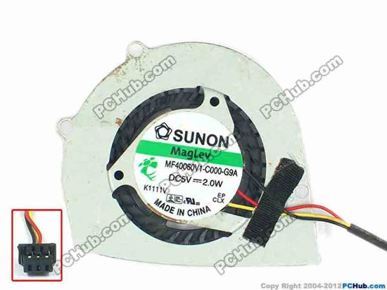 112515 HP Mini 1103 Series Cooling Fan  w30x3x3, 5V 2W, Bare fan HP Mini 1103 Series Cooling Fan  