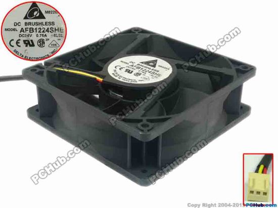 112563 Delta Electronics AFB1224SHE Server - Square Fan -5T26 , sq120x120x38, w290x3x3, 24V 0.75A Delta Electronics AFB1224SHE Server - Square Fan 