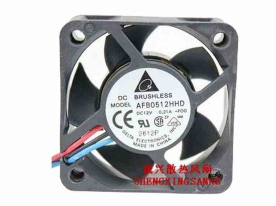 112599 Delta Electronics AFB0512HHD Server - Square Fan -F00, sq50x50x20, 3-wire, 12V 0.21A Delta Electronics AFB0512HHD Server - Square Fan 