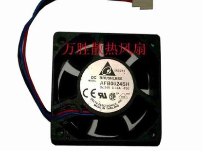 112611 Delta Electronics AFB0624SH Server - Square Fan -F00, sq60x60x25, w80x3x3, 24V 0.18A Delta Electronics AFB0624SH Server - Square Fan 