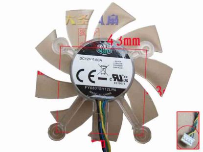 112798 Cooler Master FY08015H12LPA Server - Square Fan dia43x43x43, w45x4x4, 12V 0.60A Cooler Master FY08015H12LPA Server - Square Fan 