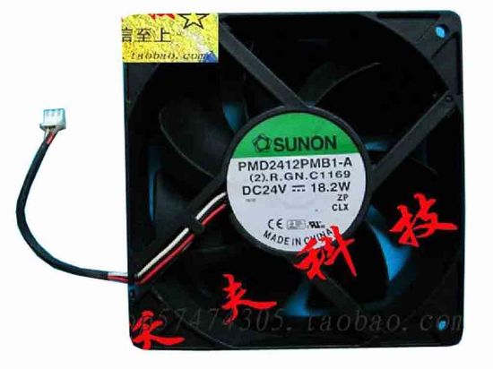 112862 SUNON PMD2412PMB1-A Server - Square Fan (2).R.GN.C1169, sq120x120x38, w50x3x3, 24V 18.2W SUNON PMD2412PMB1-A Server - Square Fan 