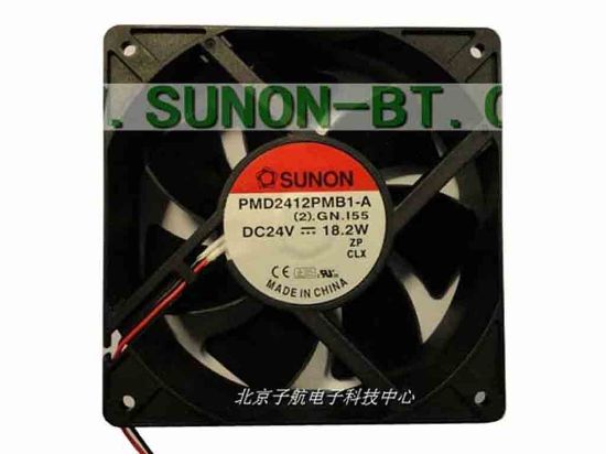 112866 SUNON PMD2412PMB1-A Server - Square Fan (2).GN.I55, sq120x120x38, 2-wire, 24V 18.2W SUNON PMD2412PMB1-A Server - Square Fan 