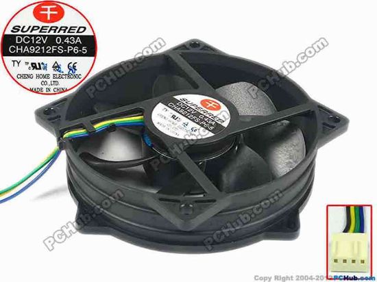 113298 Superred CHA9212FS-P6-5 Server - Round Fan dia95x95x25, w205x4x4, 12V 0.43A Superred CHA9212FS-P6-5 Server - Round Fan 