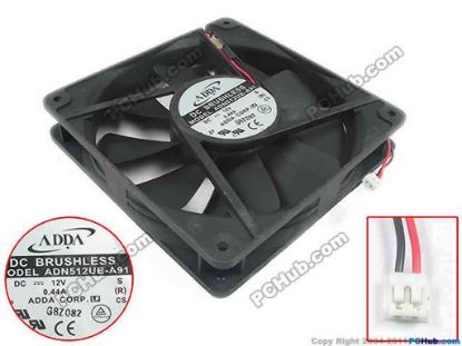 113334 ADDA ADN512UB-A91 Server - Square Fan S (RL2), sq135x135x25, w155x2x2, 12V 0.44A ADDA ADN512UB-A91 Server - Square Fan 